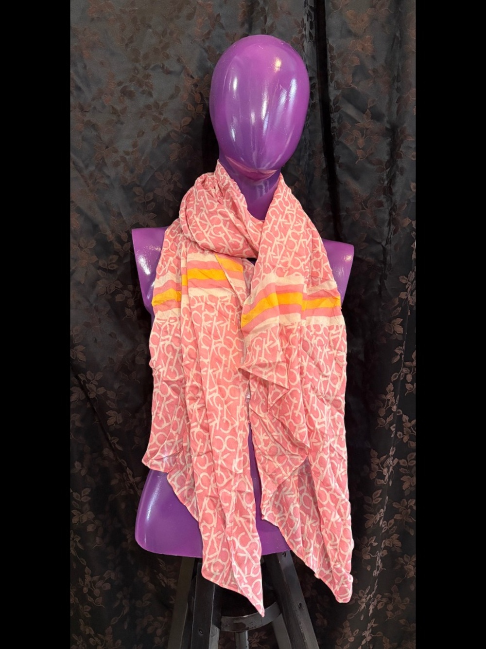Calvin Klein Lightweight ck Logo Scarf : Pink/Ivory : New PrePro Sample